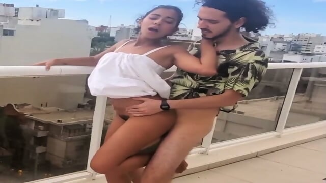 Indian Teen Squeezing Deep Throat Fucking On Terrace